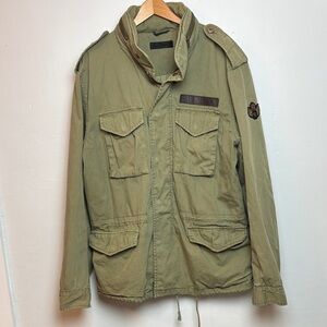 All Saints Men’s Military Field Jacket Green Large Army Hooded